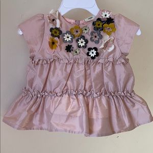 Fendi Baby Pink Embellished Tiered Dress Size 3 Month